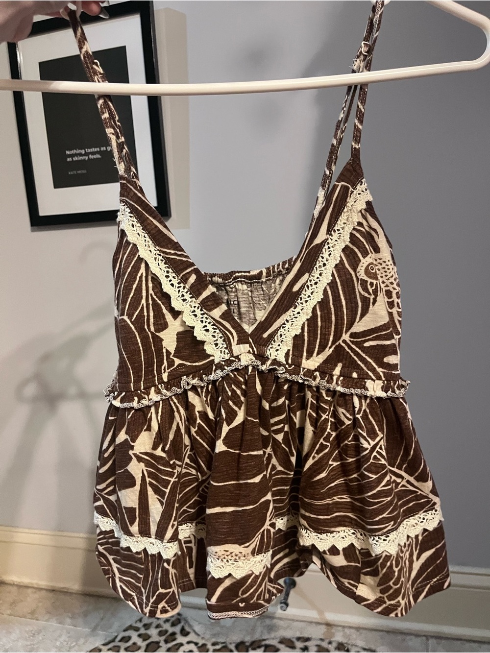 American Eagle Outfitters Brown & Cream Striped Knit Tank